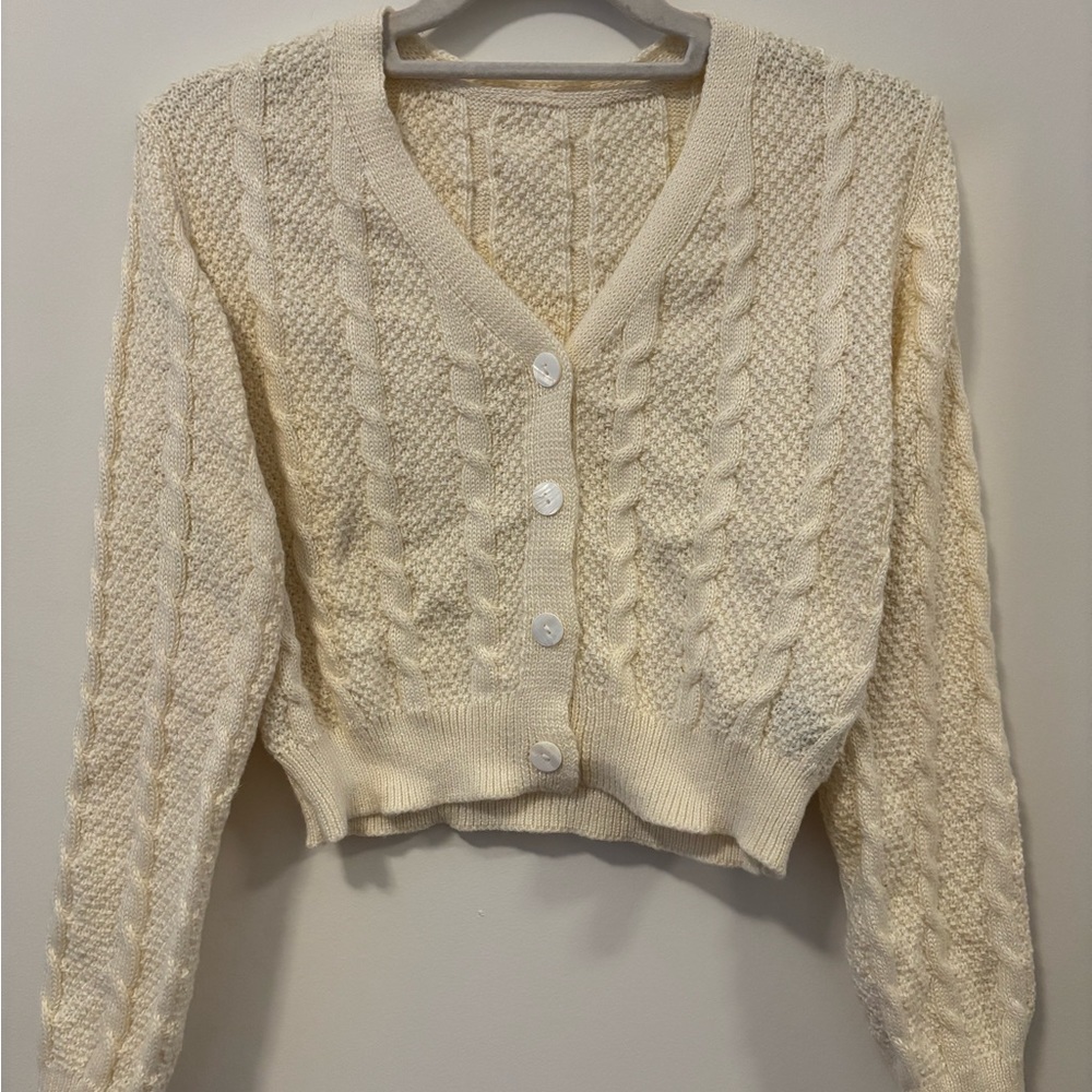Cream Cable Knit Women's Sweater